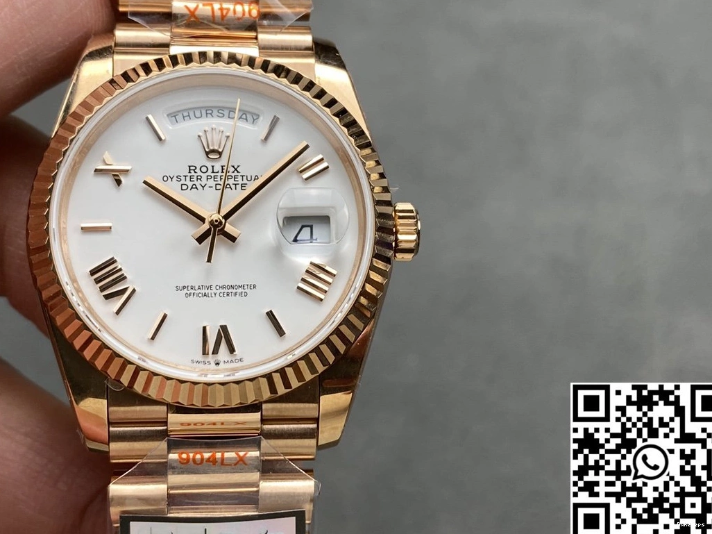 Dial v5 M128235 Factory Date Steel Day QF Gold White Rose Rolex Tungsten 36mm 0711